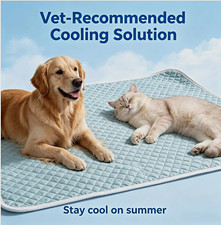Pet Cooling Mat Quilted Fabric Pad Machine Washable, Medium 28  x 22  Light Blue