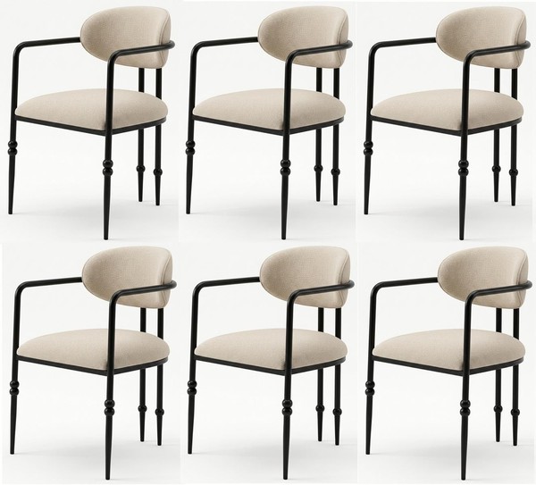 Beiges Stuhlset 6 StüHle Esszimmerstuhl Mit Weicher Polsterung StüHle-image