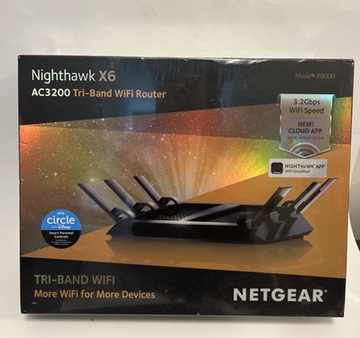 NETGEAR Nighthawk X6 AC3200 Tri-Band WiFi Router Model# R8000 3.2Gbps WiFi Speed