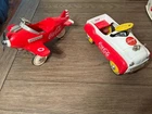 Vintage Coca Cola Red & White Pedal Car 1997 & Plane 2000's Set