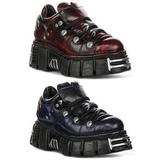 New Rock 120 Tower Gothic Chunky Platform Womens Trainer In Burgundy EU 37-47