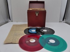 Vintage 45 Record Case w/ 42 Records Indexed 1940's - 1950"s Music