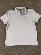 Tommy Hilfiger Polo Shirt Men Medium Blue Cotton Custom Fit Short Sleeve Golf