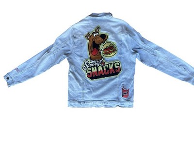 Scooby Snacks Jacket Men's M 42 Scooby-Doo Retro Cartoon Blue Light Denim Wash