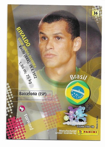 2002 Panini World Cup Rivaldo Brazil 36 World Cup 2002 Trading Card - Picture 2 of 2