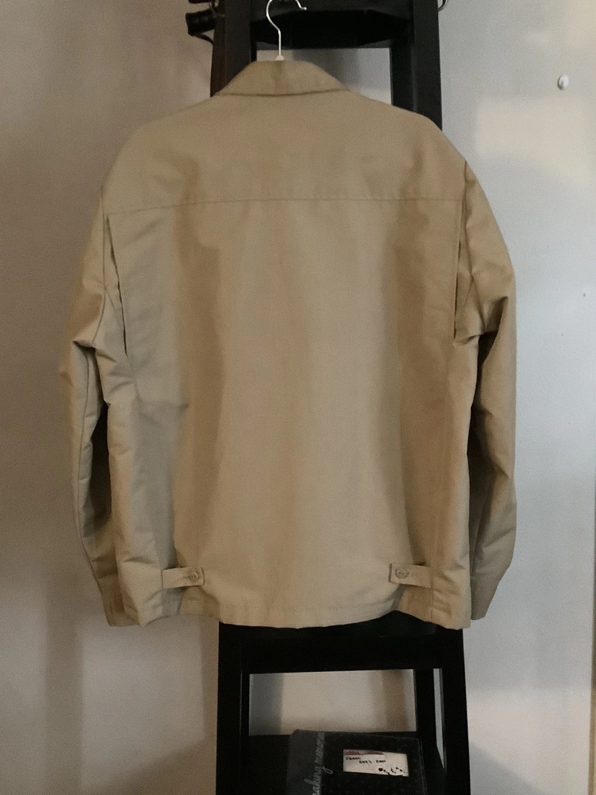 Cal-jac Men’s Regular M Beige Polyester Solid Point Collar Zip/Button Jacket image 2