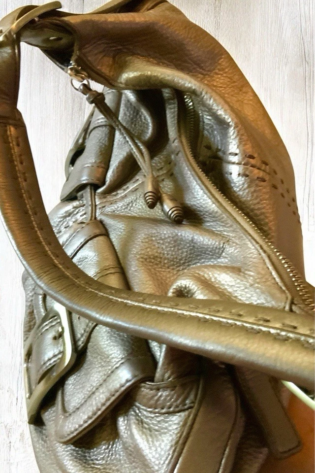 Cole Haan Hobo Bronze Leather Handbag Brush Brass Hardware - Image 2 of 4