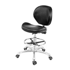 Drafting Chair Adjustable Tall Shop Stool, Rolling Chair with Backrest Black