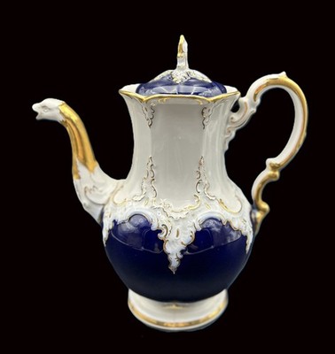 Antique Meissen Coffee Pot/Cobalt/White & Gold