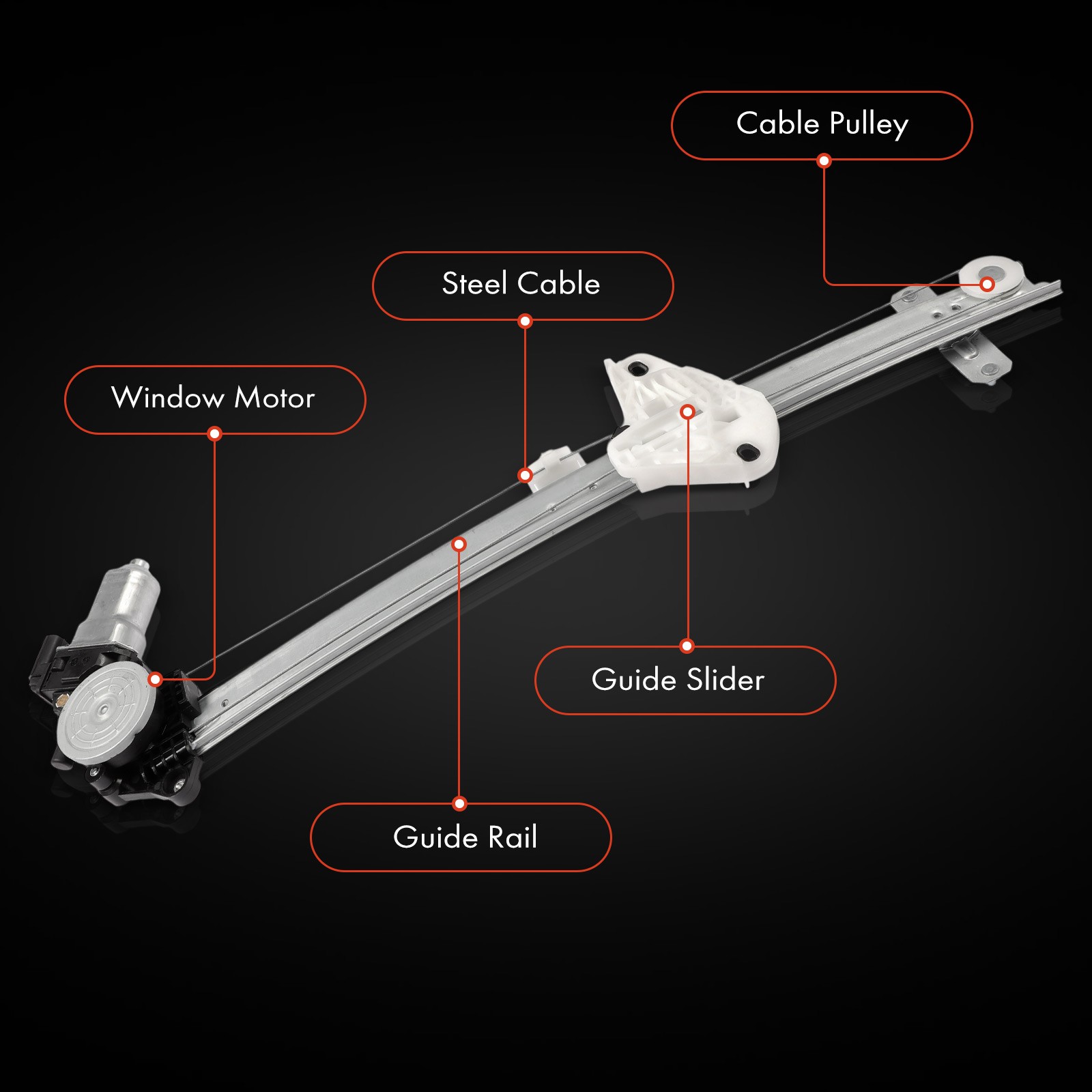 Front Driver Window Regulator & Motor Assembly for Honda Pilot 2023 2024 DOHC