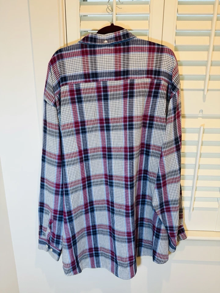 Cutter & Buck Mens 3XB Linen Blend Long Sleeve Plaid Shirt - Image 4 of 4