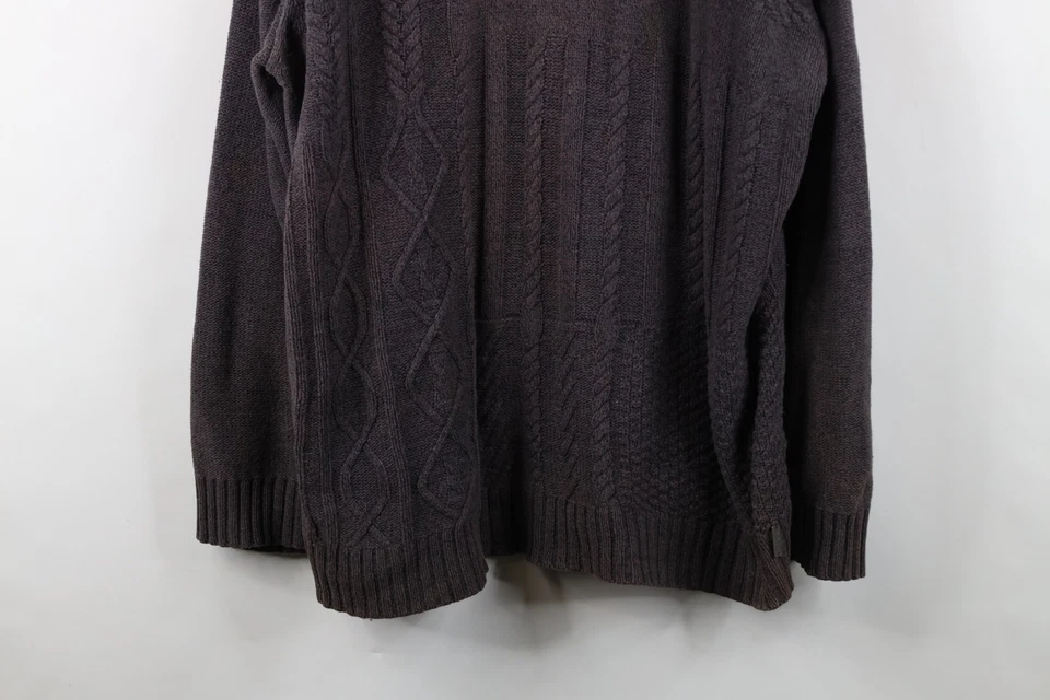 Hebilla BKE Para Hombres 2XL Golpeado Grueso Pescador Cable Tejido Henley Suéter Gris Foto 3 de 4