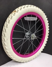 16" Bicycle Front Magenta Wheel with 1.95" White Tire Mini-BMX Kids Bike #H18