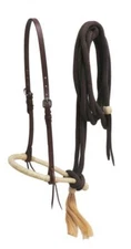 Western Horse Rawhide Bosal Hackamore Headstall w/ 21' Nylon Yacht Rope Mecate