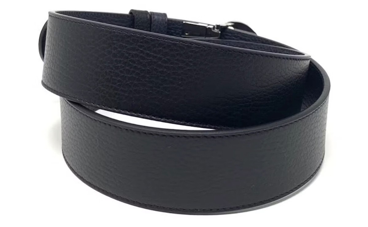 Reversible dark navy Gucci belt with nickel accent small Reversible Belt with Interlocking GG Buckle main image 2