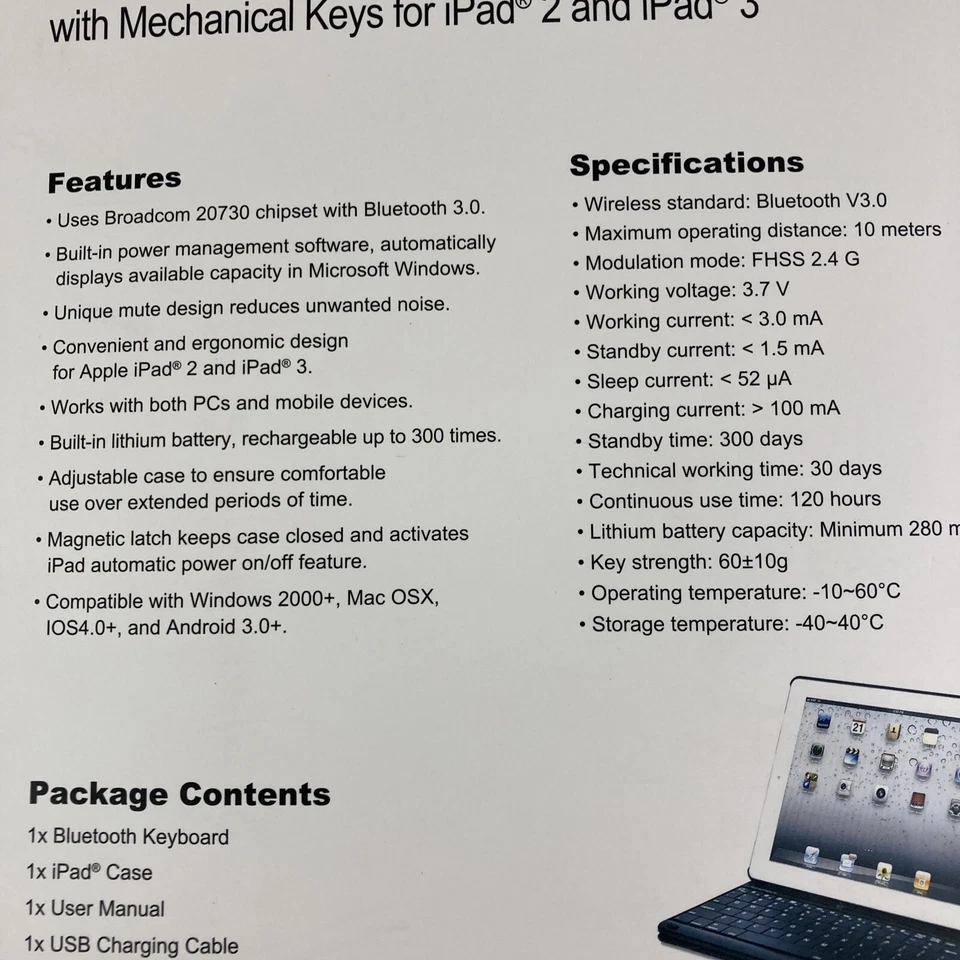 Keyboard Folio With Mechanical Keys For iPad 2 & 3 Monoprice - Image 4 of 4