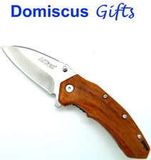 6 1/2" NEW! MTech Spring Assist WOOD Handle Folding POCKET KNIFE Knives TACTICAL