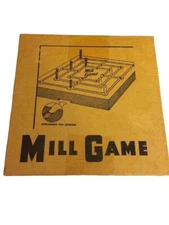 Vintage Wooden Mill Game Board With Peg Storage