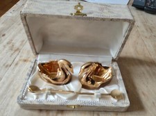 Salière et poivrière de table cygne doré porcelaine de Limoges dans leur coffret