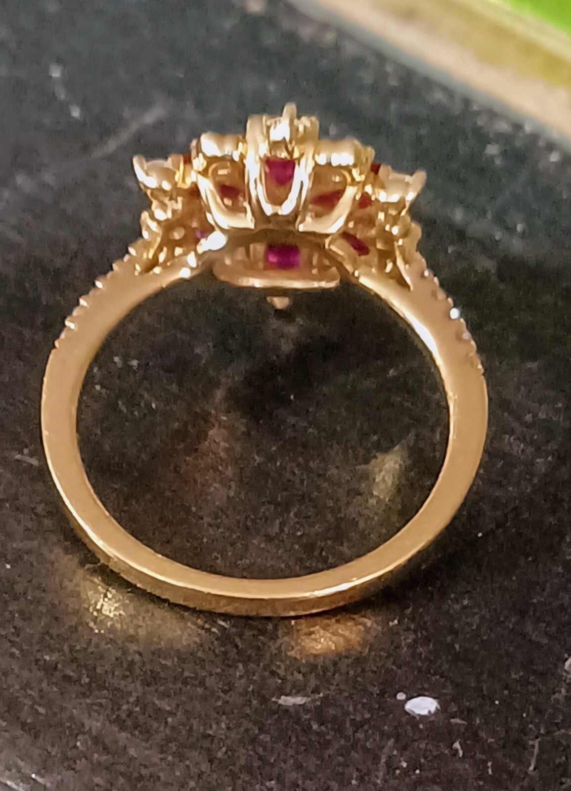 YG Over Sterling Silver Lab Created Ruby & White … - image 5