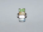 VINTAGE SOUTHWESTERN STERLING SILVER AND MOTHER OF PEARL MODERNIST RING