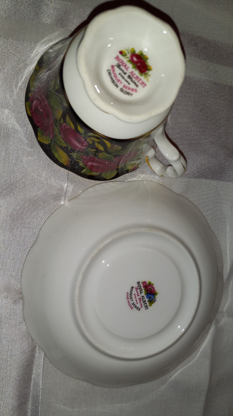 Antique Royal Albert Bouquet Series Crimson Glory Teacup And Saucer