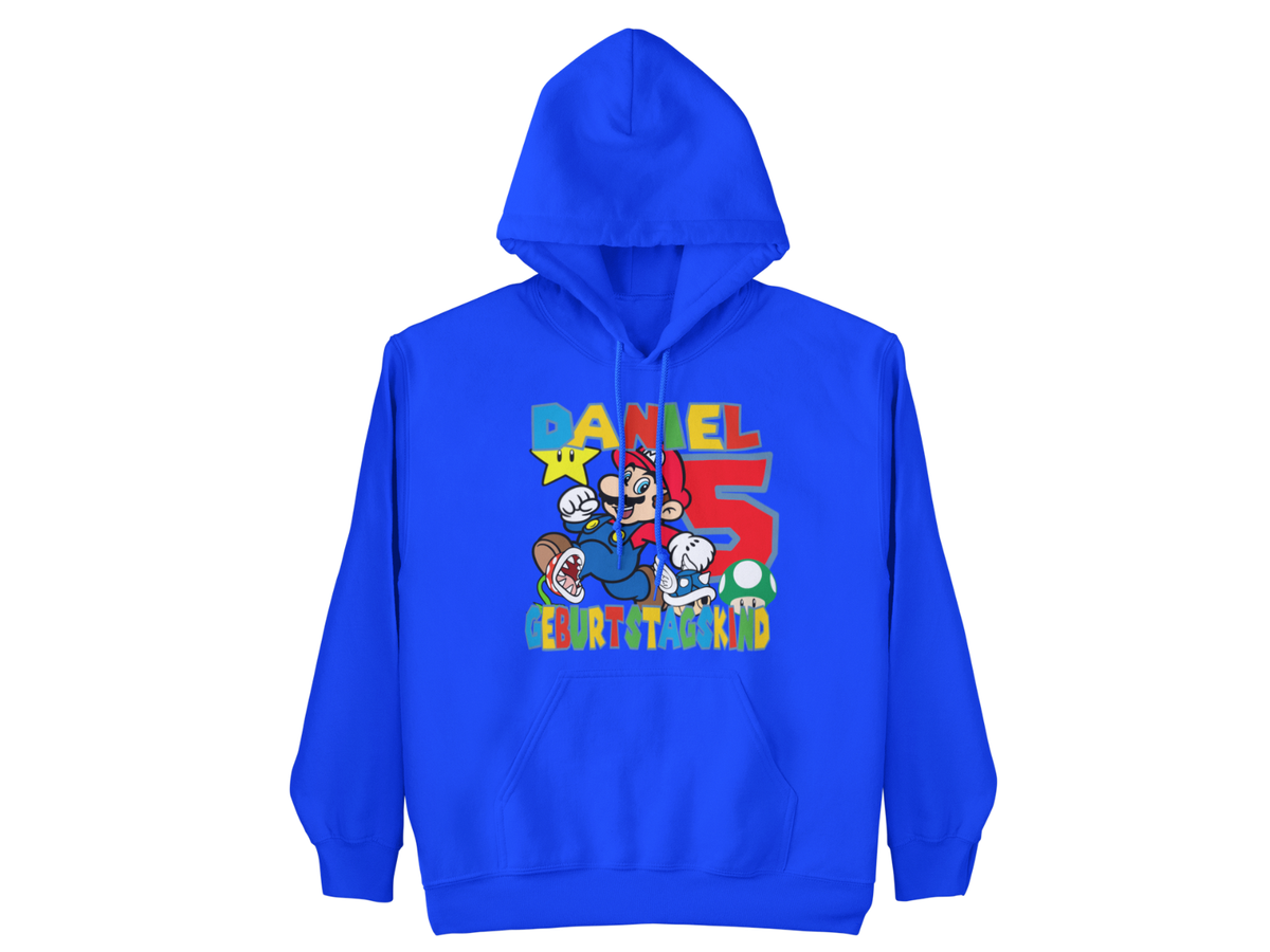 Hoodie Kapuzenjacke Personalisiert Super Mario Geburtstag Yoshi