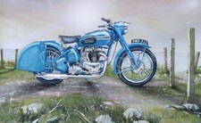 Classic Triumph Bluebird Motorbike Metal Wall Art 3 Sizes To Choose From