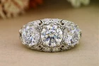 Three Stone Vintage Filigree Engagement Wedding Ring Valentine Day Gift S925