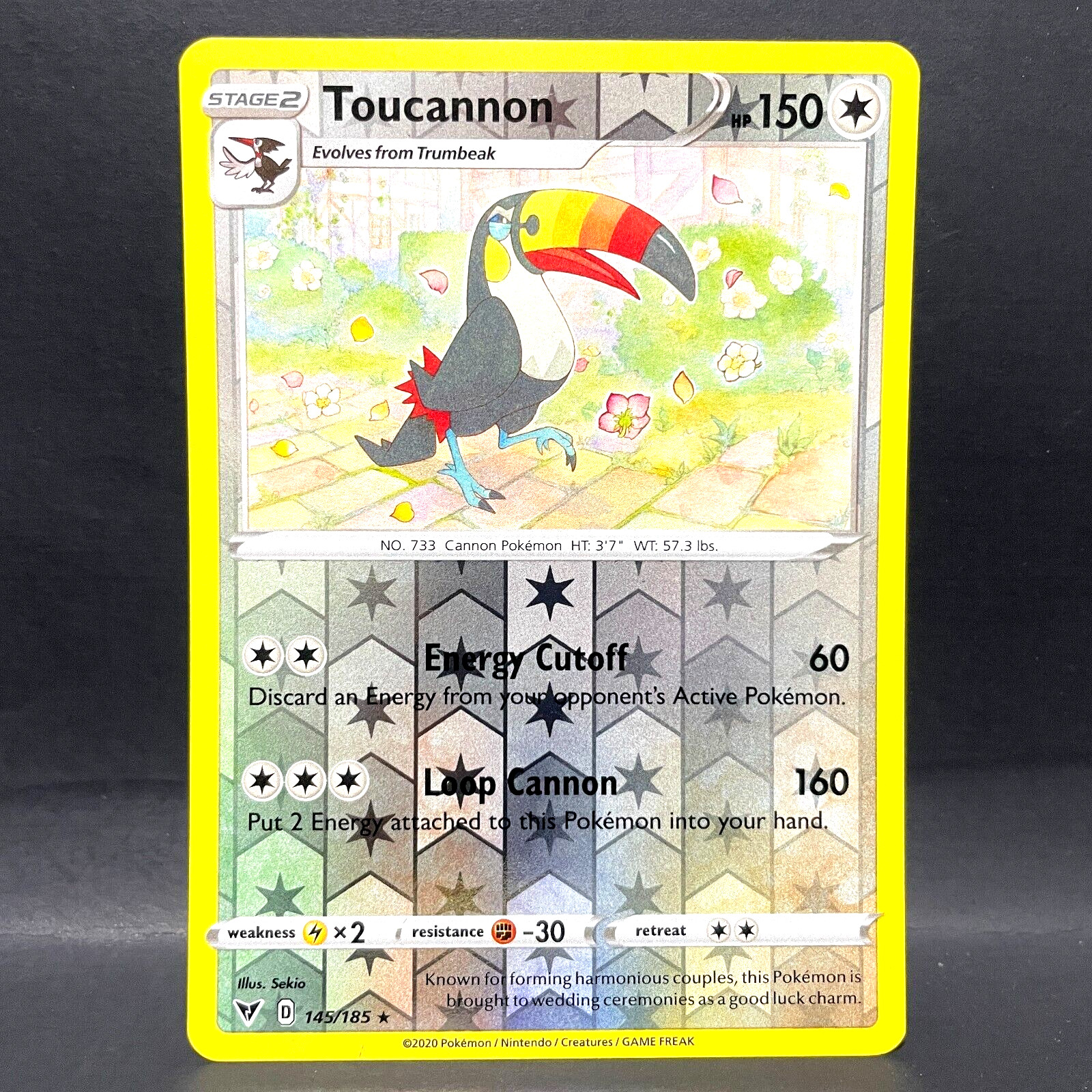 2020 POKEMON VIVID VOLTAGE TOUCANNON 145/185 REVERSE HOLO (RARE)