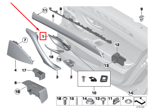 Auto Maniglia interna auto Per BMW Serie 5 F10 F11 F18 Sinistra Destra