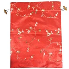Wrapables Beautiful Embroidered Silk Travel Bag for Lingerie & Shoes - Red