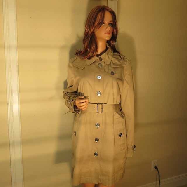 NWT WOMEN AUTHENTIC BURBERRY BRIT KHAKI TRENCH COAT JACKET W/WARMER