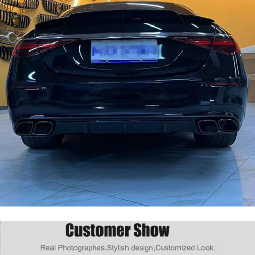 Gloss Black Rear Bumper Diffuser Lip W/Exhaust Tip For Benz W223 S500 2022-2024 - Picture 2 of 10