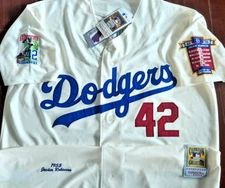 NEW!Ivory HERO edition LA Dodgers #42 Jackie Robinson Throwback 2patch Jersey WS