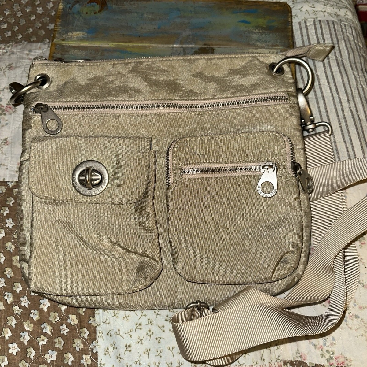 Baggallini Cross Body Lightweight Nylon Water Resistant Khaki Tan