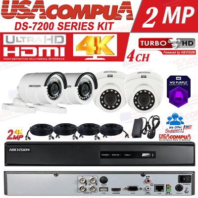 HIKVISION Security System KIT 4 CAMERAS 4CH Turbo HD DVR 1080P LITE (1TB HDD)