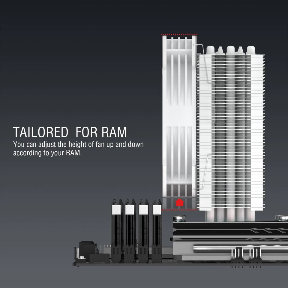 Vetroo V5 CPU Air Cooler Heatsink w/5 Heatpipes 120mm ARGB Fan for 1200 1700 AM4 - Image 4 of 4