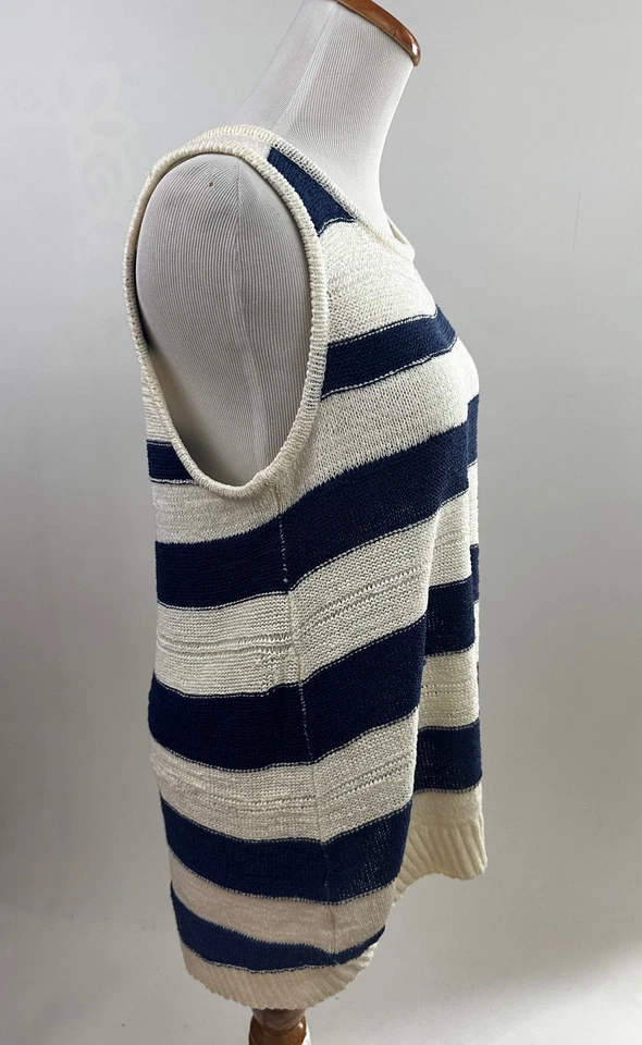 CABLE & GAUGE Jersey Azul Blanco Rayas Sin Mangas L Foto 2 de 4