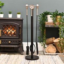 Image of Black Four Piece Companion Set with Aluminium Handles - 77cm