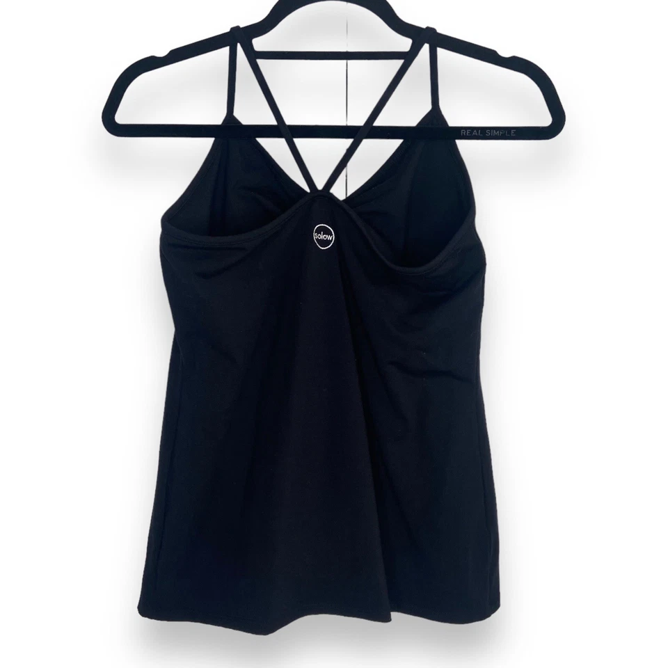 Nuevo con etiquetas Sujetador Solow Sport Mujer Atleisure Cami Mediano Negro Espalda Corredora Estante Logo Foto 2 de 4