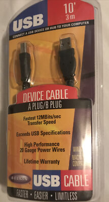 Belkin USB 2 Hi-Speed 10' Windows Macintosh Compatible A B Plug Cable I18