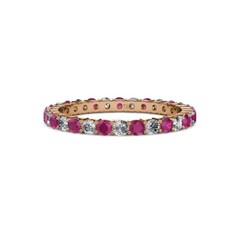 RUBY  TOPAZ ETERNITY STACKABLE RING BAND STERLING SILVER YELLOW GOLD OVER