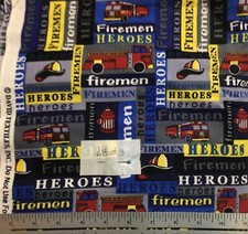 David Textiles Firemen Heroes Cotton Fabric By the Yard