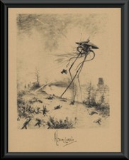 HG Wells War of the Worlds Original Art Reproduction On 100 Year Old Paper P209