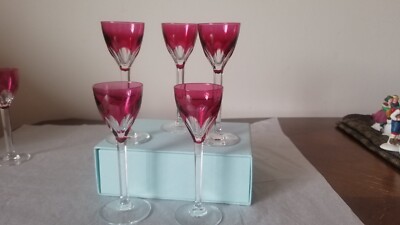 VAL ST LAMBERT CRYSTAL GEVAERT  TCPL  PORT WINE GLASS, RED, 5 1/8in, PANELS