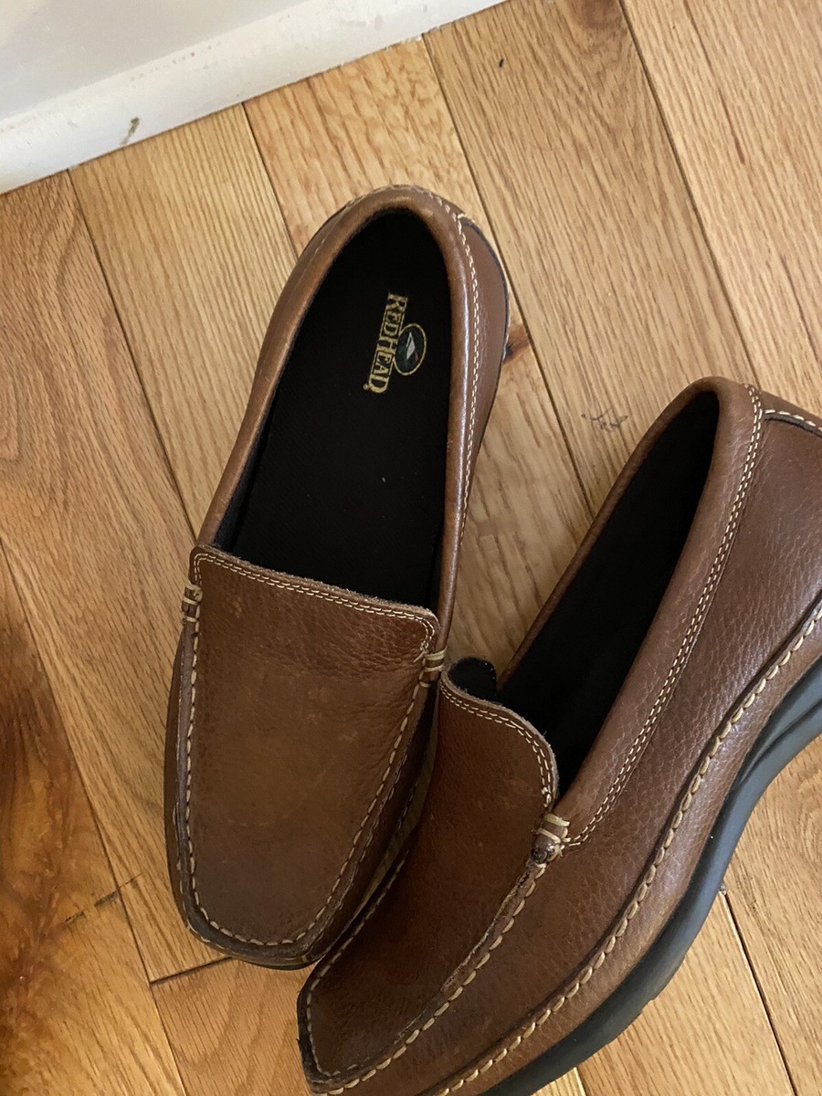 Redhead Loafers Brown Pebble Leather Mens M Slip On Comfort Quality
