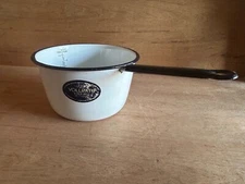 Vollrath Ware Enamel Saucepan Pot 7 Cups 3 Pints Measuring Marks Vtg Rough