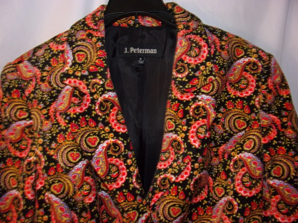 Chaqueta Blazer J. Peterman Terciopelo Sastre Floral Paisley Remolino Tema Talla 6 En muy buena condición Foto 4 de 4