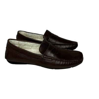Massimo Matteo Faux Fur Penny Loafer Brown Leather 7.5 Massimo Matteo Faux Fur Penny Loafer Brown Leather 7.5 | eBay main image 3